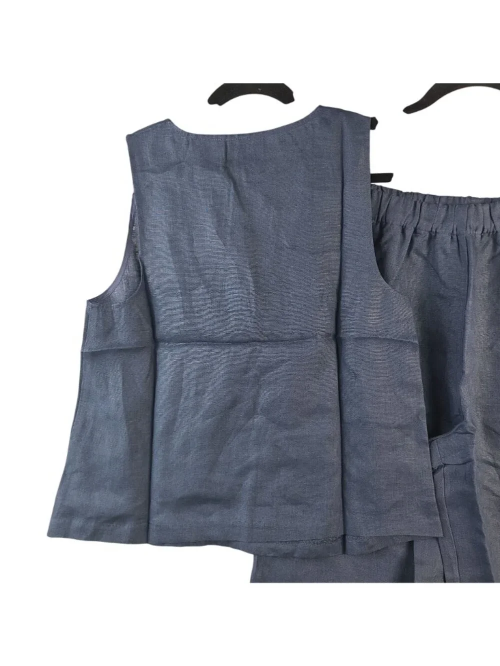 NEW Reformation Blue Linen Tank Top & Wide-Leg Pants Set Sleeveless Women's Sz M